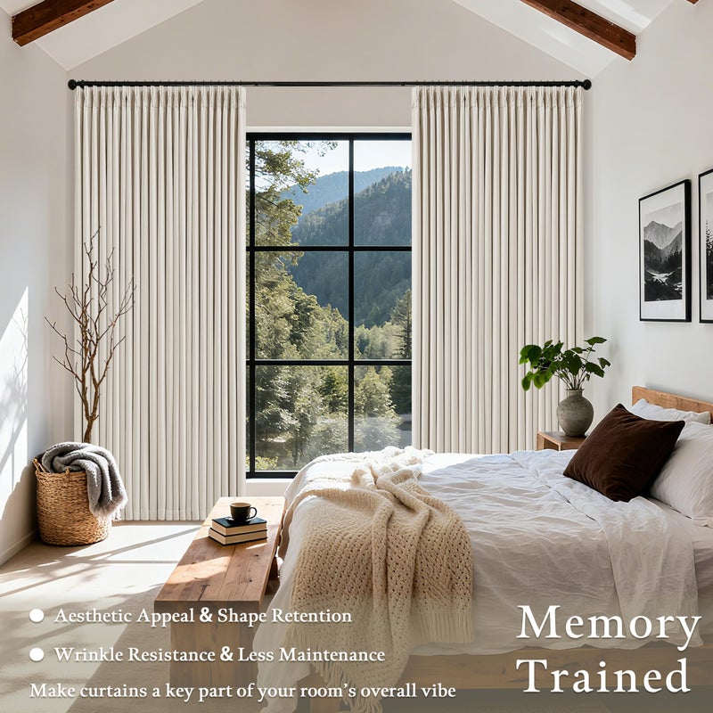 TWODRAPES Extra Wide Blackout Curtains 70 x 108 Inches Long for Bedroom Living Room Neutral Farmhouse Pinch Pleated Double Layer Thick Linen Drapes Thermal Insulated with Back Tab for Large Windows 1 Panel - Image 5
