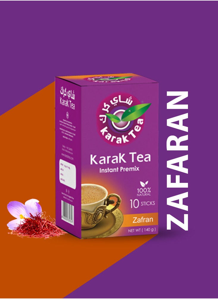 Karak Tea - KARAK TEA SACHETS, 10 Sachets - Authentic Indian Masala Chai with Exotic Flavors (Zafran) - Image 1