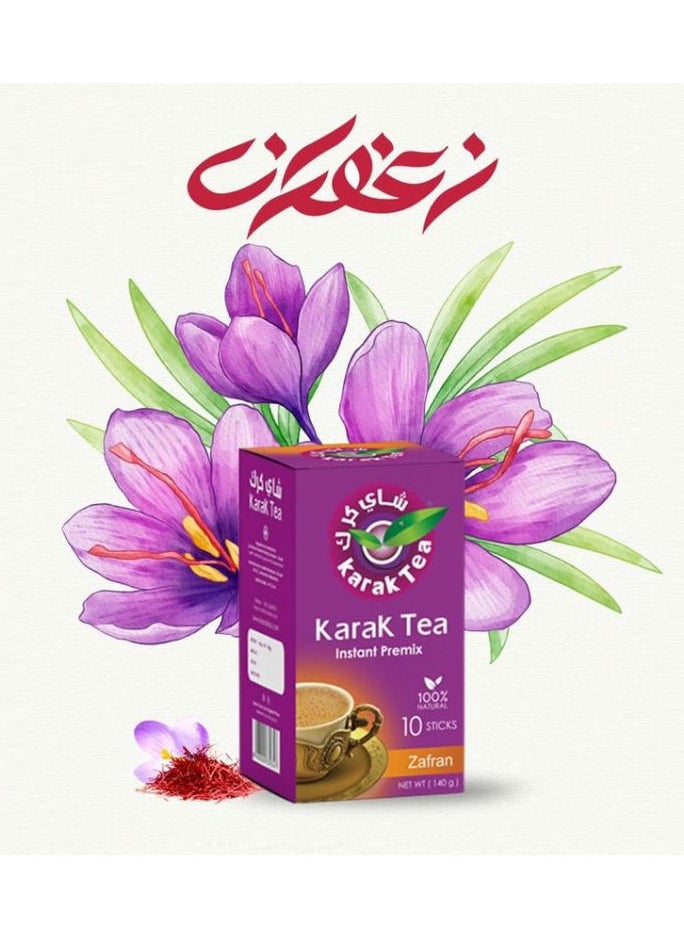 Karak Tea - KARAK TEA SACHETS, 10 Sachets - Authentic Indian Masala Chai with Exotic Flavors (Zafran) - Image 1