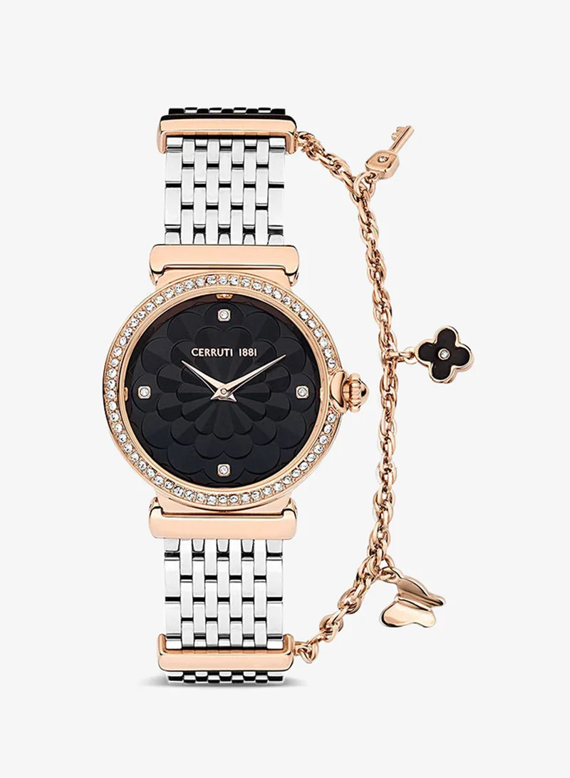 Women's Round Shape Stainless Steel Band Analog Wrist Watch 28 mm - Black Dial - CIWLG2226203