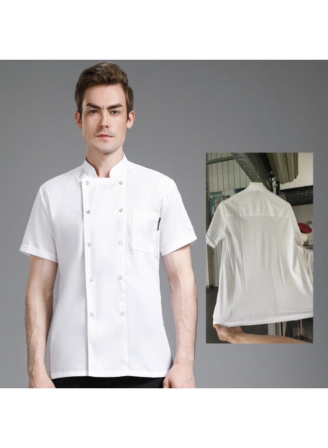 NIBEMINENT Professional Chef Jacket bakery Pizza Cook Wear Chef Shirts Cooking  Short Sleeve Hotel Costume Kitchen Blouse For  - Image 1