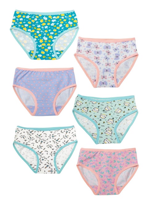 كالرز باك يحتوي علي 6 قطع اندروير بانتي بناتي قطن منقوش