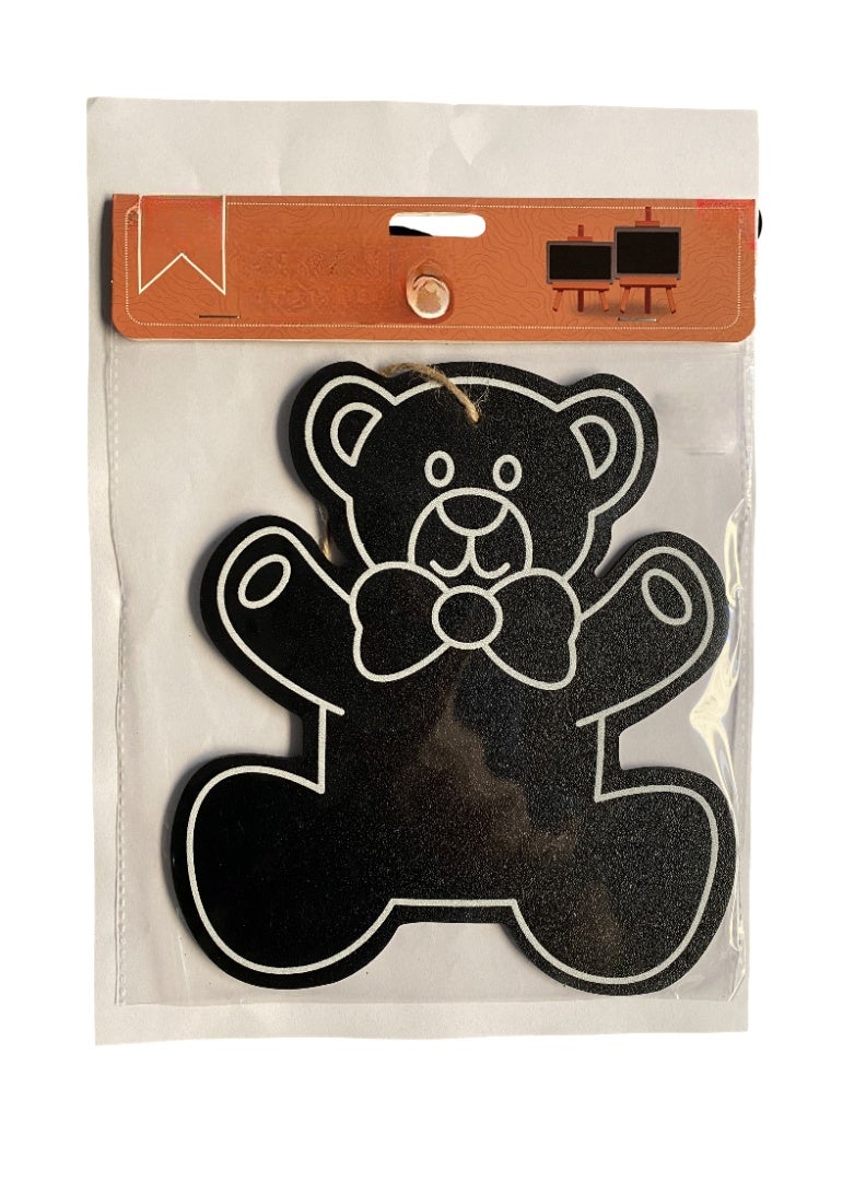 Teddy bear design Black board art canvas wooden hanging