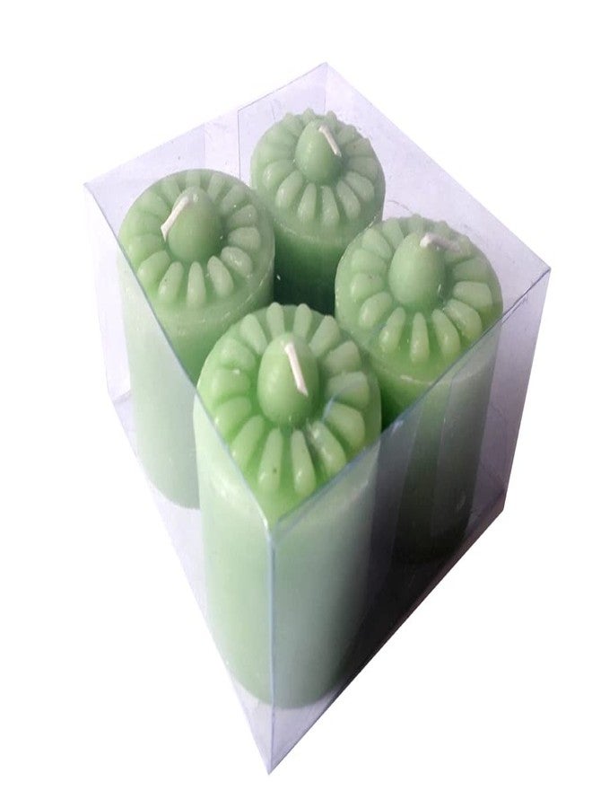 Stone & Feather® (SnF),Size 2x2 inches Mogra Aromatic Pillar Candle (Paraffin Wax), Pack of 4, Burning Time 18-20 Hours, for Meditation, Home Decoration, Diwali - Image 4