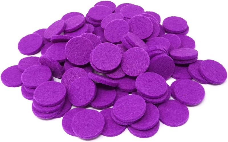 HONBAY Honbay 100PCS Replacement Felt Pads 22mm Essential Oil Refill Pads for 30mm Locket Necklace Bracelet or Car(0.87inch, Purple) (22mm)