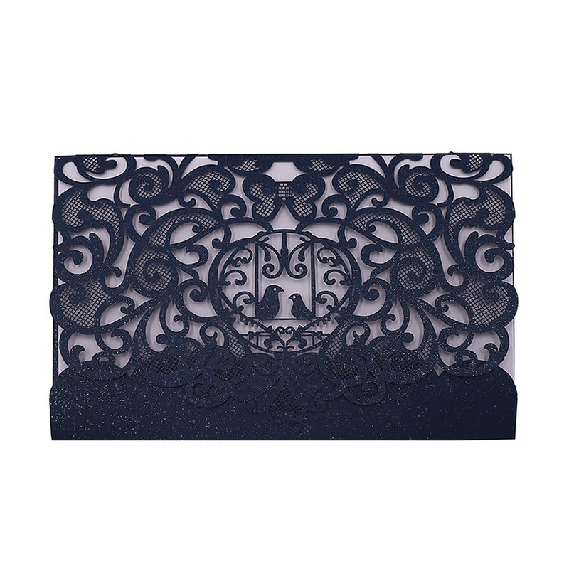Wedding Invitations 10pcs Blue Pearl Paper - Delicate Carved Floral Pattern Stylish Stationery for Wedding Birthday Anniversary Bridal Shower Engagement Party - Image 3