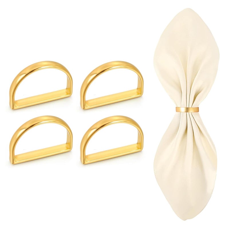BharatBazaar 4Pcs Napkin Rings, Gold Leaf Design Napkin Rings, Elegant Table Decor for Formal Dining, Wedding, Holiday Dinners, and Special Occasions - Image 1