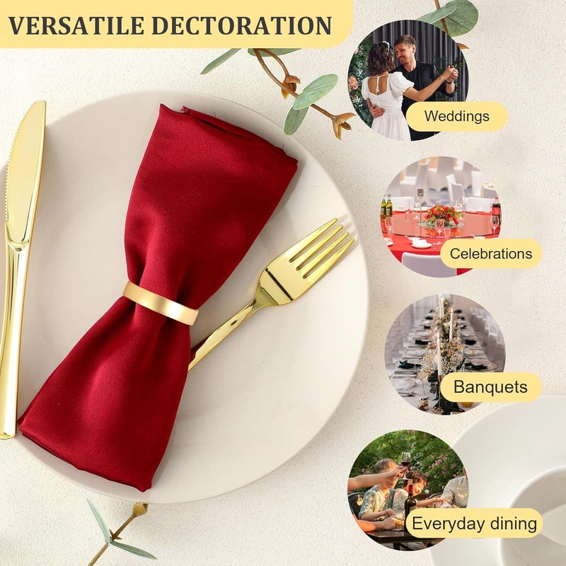 BharatBazaar 4Pcs Napkin Rings, Gold Leaf Design Napkin Rings, Elegant Table Decor for Formal Dining, Wedding, Holiday Dinners, and Special Occasions - Image 4
