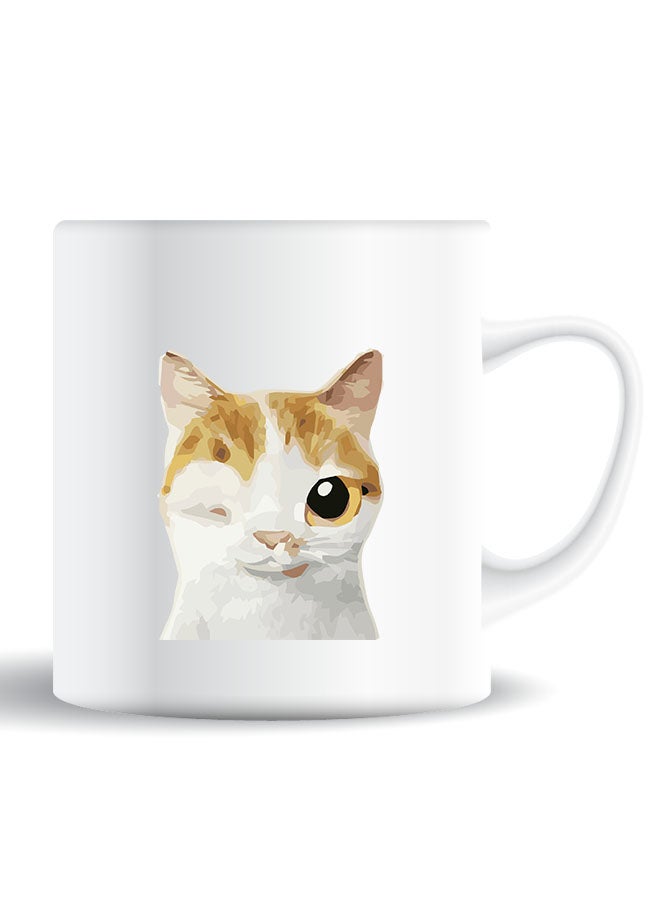 Theodor Premium Quality Two Sided Printed Coffee Mug Tea Cup Cat Wink For Home Office, Kids Men Women - Image 1