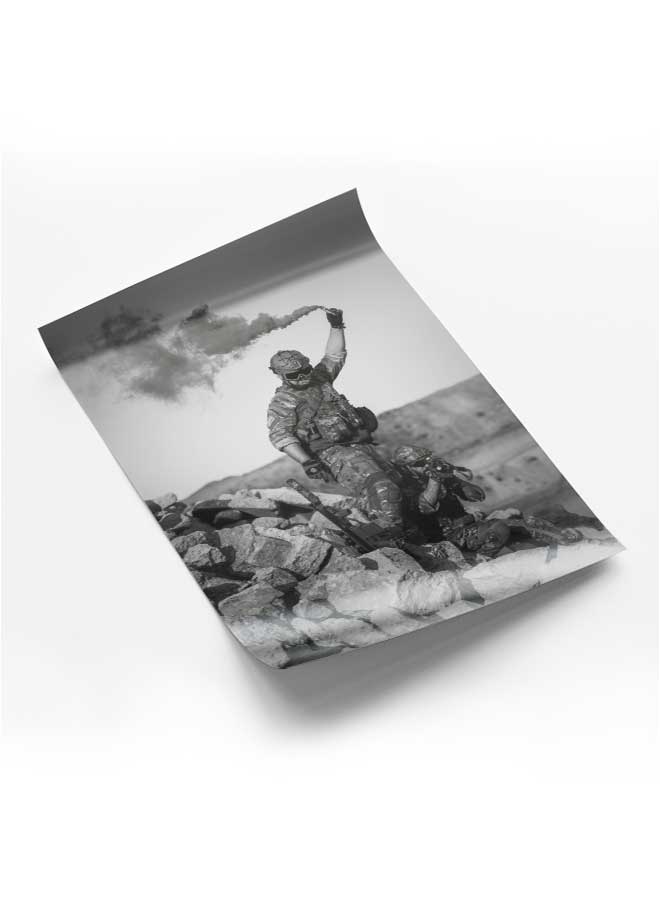 LOWHA Poster Painting Art With Four Separate Pieces Of Double-Sided Stickers Man From Army For Home Bedroom Living Room And Office Decor  - Image 1