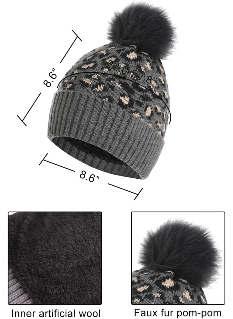 Zikra 3Pcs Winter Beanie Hat Scarf Gloves Set, Set for Men Womens Ski Cap Touch Screen Mittens Suit Couples Matching Hats for Men Women (Dark Grey) - Image 5