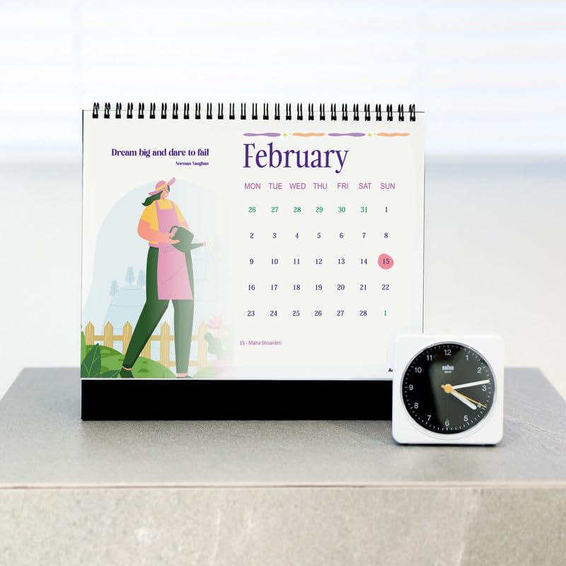 AccuPrints® Desk Calendar 2026 Planner-A5 Size (5.8 x 8.2) inch For Office Home Table New Year Hanging Kids (14 x 20.5) cm- (Illustration Desk) - Image 2