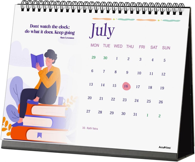 AccuPrints® Desk Calendar 2026 Planner-A5 Size (5.8 x 8.2) inch For Office Home Table New Year Hanging Kids (14 x 20.5) cm- (Illustration Desk) - Image 4
