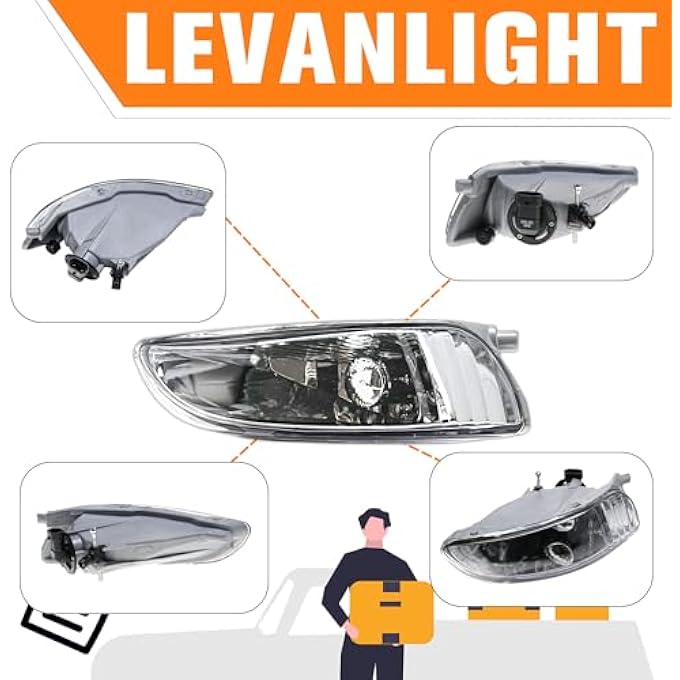 LEVANLIGHT Fog Lights Assembly Compatible Lexus Rx330 2004 2005 2006Rx350 2007 2008 2009 Fog Lights Lamps Driving Lamps WSwitchWiringBulb Clear Lens - Image 3