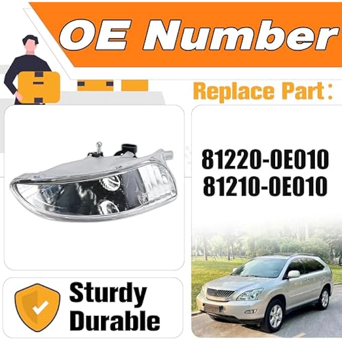 LEVANLIGHT Fog Lights Assembly Compatible Lexus Rx330 2004 2005 2006Rx350 2007 2008 2009 Fog Lights Lamps Driving Lamps WSwitchWiringBulb Clear Lens - Image 2