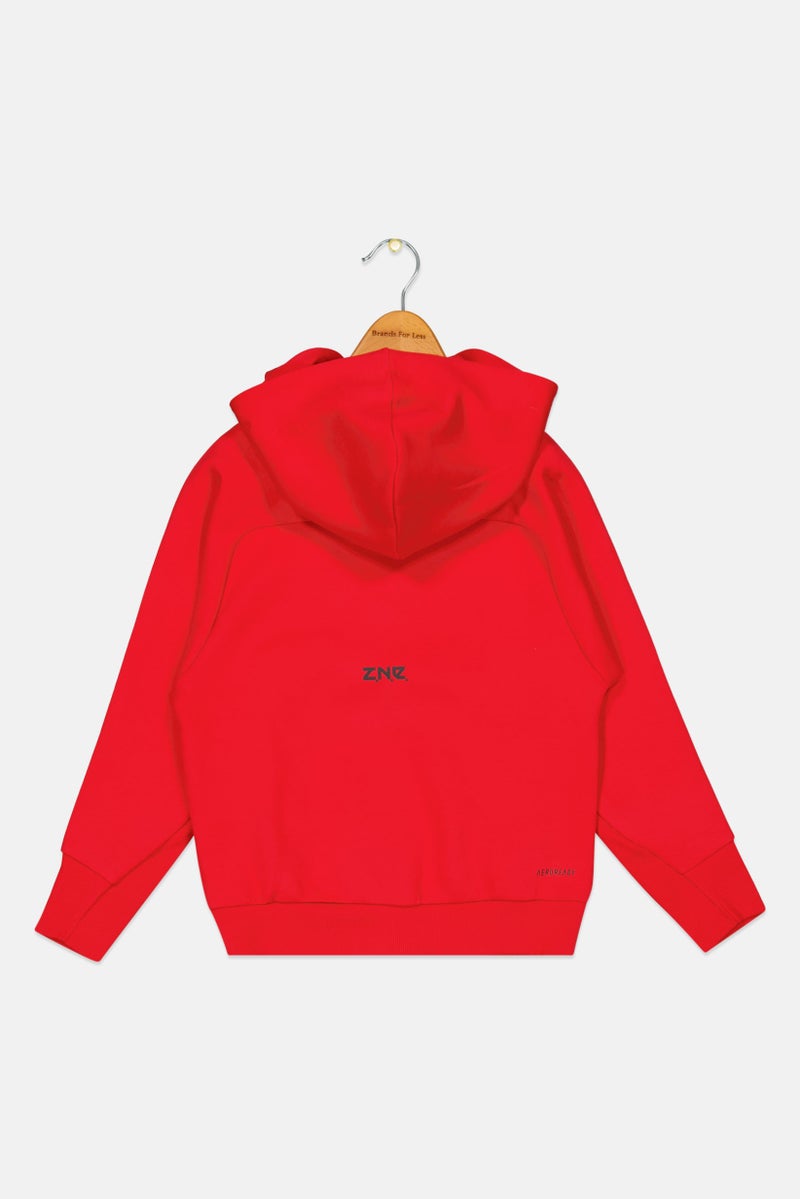 Adidas Kids Boy Sportswear Fit Long Sleeves Outdoor Sweatshirt, Red - Image 2