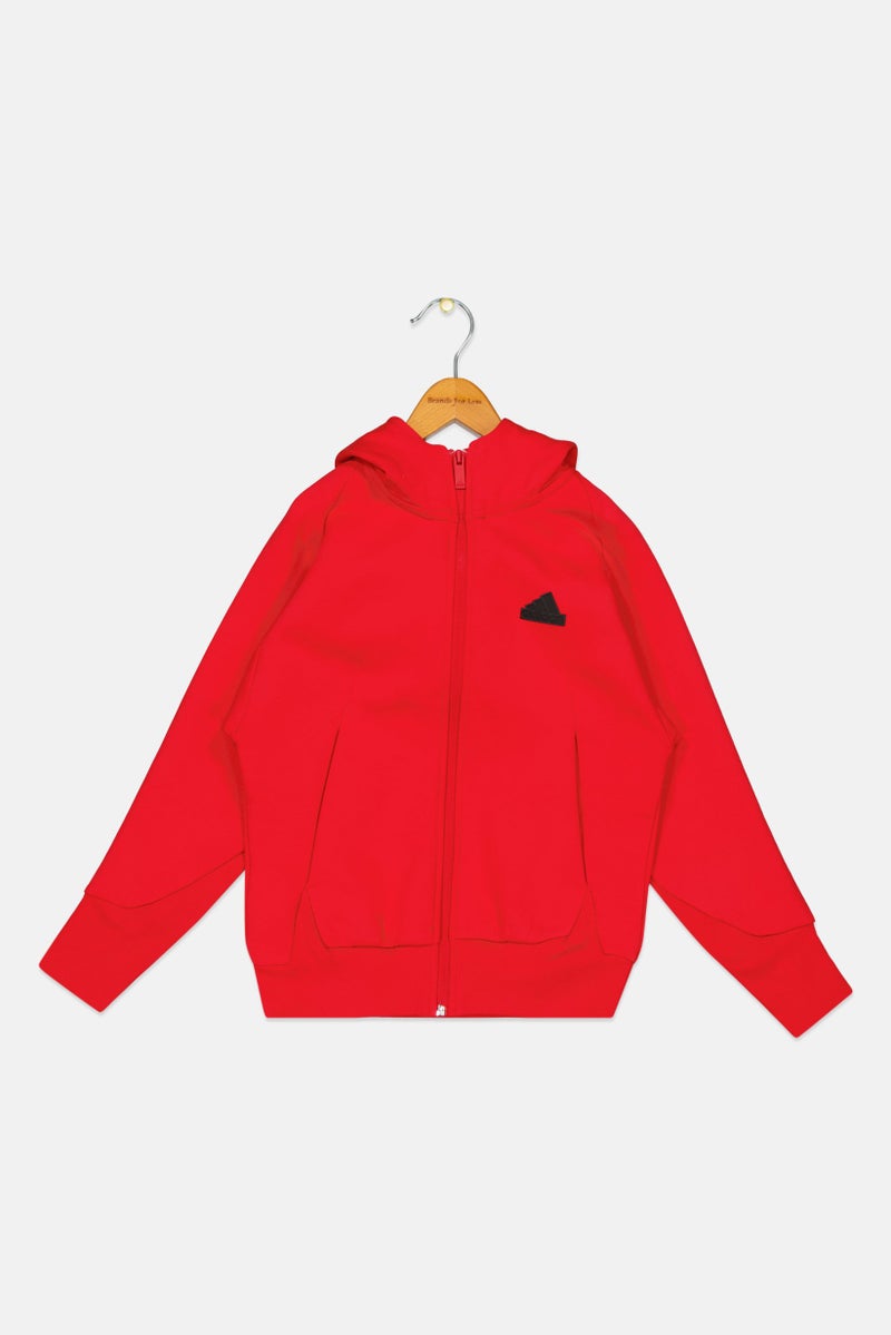 Adidas Kids Boy Sportswear Fit Long Sleeves Outdoor Sweatshirt, Red - Image 1