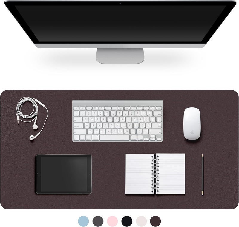 CADONO Leather Desk Pad Protector,Non-Slip Desk Pad,on-Slip PU Leather Large Mouse Pad,Easy Clean Desk Protecor Mat,Writing Pad for Office Work/Home/Decor(Dark Coffee, 47.2" x 17") - Image 1