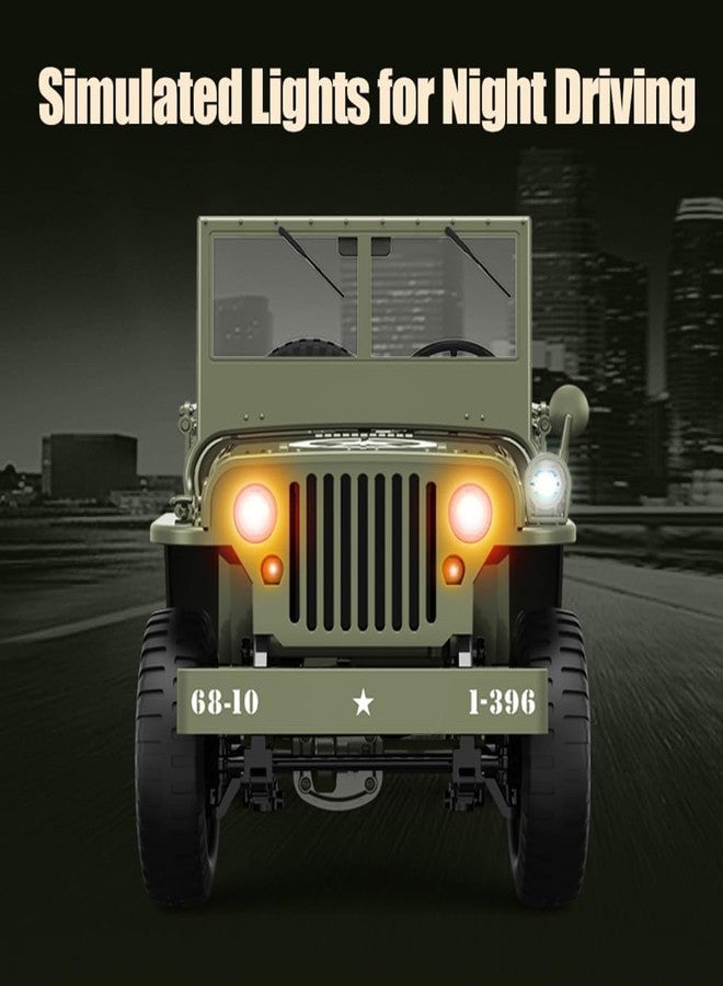 Samtop 1/10 Willys MB Jeep RC Car 4WD Off Road Vehicle RTR Multifunctional Jeep Car 2.4GHz Military Truck 4x4 RC Crawler with Car Light - Image 5