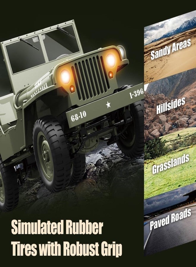 Samtop 1/10 Willys MB Jeep RC Car 4WD Off Road Vehicle RTR Multifunctional Jeep Car 2.4GHz Military Truck 4x4 RC Crawler with Car Light - Image 4
