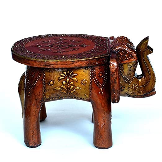 CRAFT TREE Wood Elephant Stool Showpiece Decorative Items Figurine For Home DecorationLiving Room Decor Color Copper 4826 Centimeters 25 Centimeters Cream - Image 3
