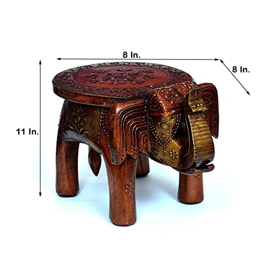 CRAFT TREE Wood Elephant Stool Showpiece Decorative Items Figurine For Home DecorationLiving Room Decor Color Copper 4826 Centimeters 25 Centimeters Cream - Image 5