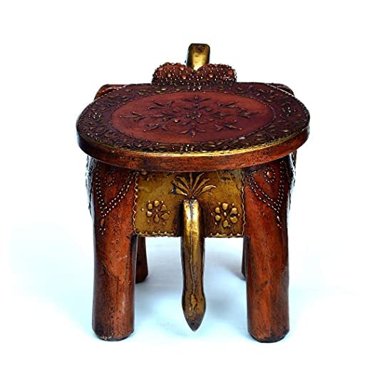 CRAFT TREE Wood Elephant Stool Showpiece Decorative Items Figurine For Home DecorationLiving Room Decor Color Copper 4826 Centimeters 25 Centimeters Cream - Image 4