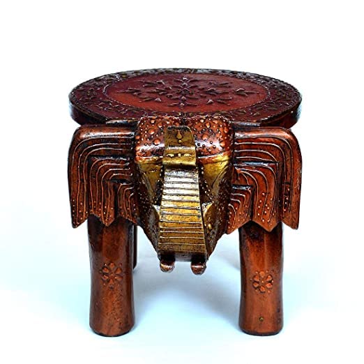CRAFT TREE Wood Elephant Stool Showpiece Decorative Items Figurine For Home DecorationLiving Room Decor Color Copper 4826 Centimeters 25 Centimeters Cream - Image 2