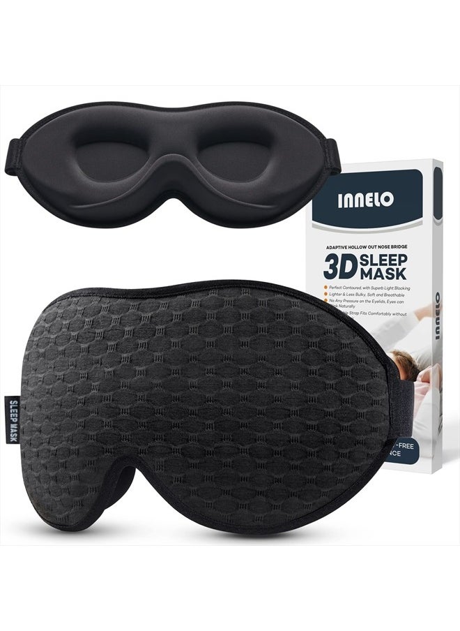 INNELO - Contoured Sleep Mask for Side Sleepers - 100% Light Blocking, Soft and No Pressure on Eyes - Blindfold for Travel, Nap, Yoga - Image 1
