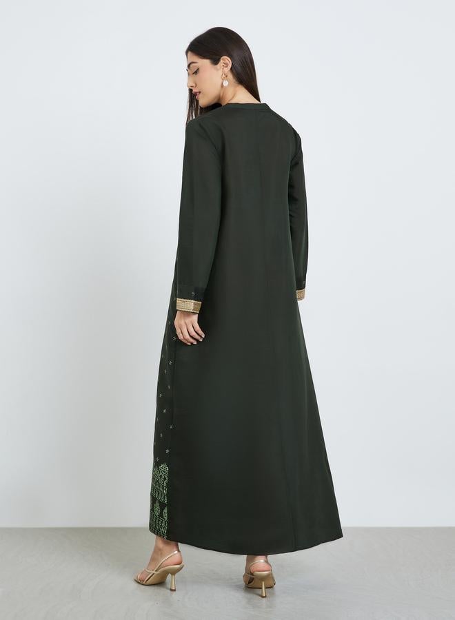 أميرة جلابية مطبوعة بحواف مطرزة - Image 5