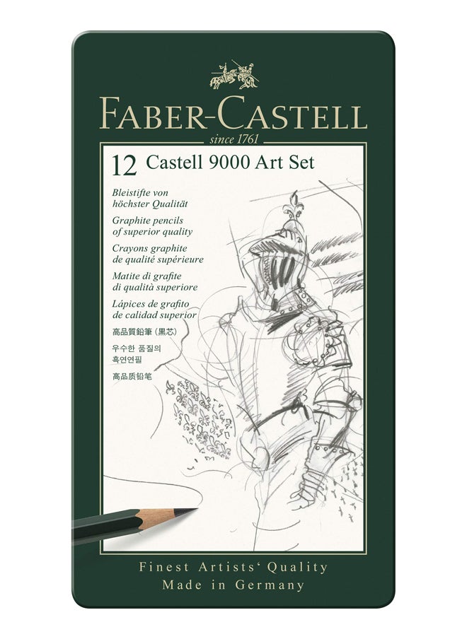 FABER-CASTELL Faber Castell-Graphite Pencils 9000 Set of 12 in Metal Box  - Image 1