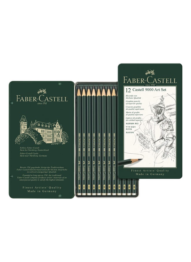 FABER-CASTELL Faber Castell-Graphite Pencils 9000 Set of 12 in Metal Box  - Image 2