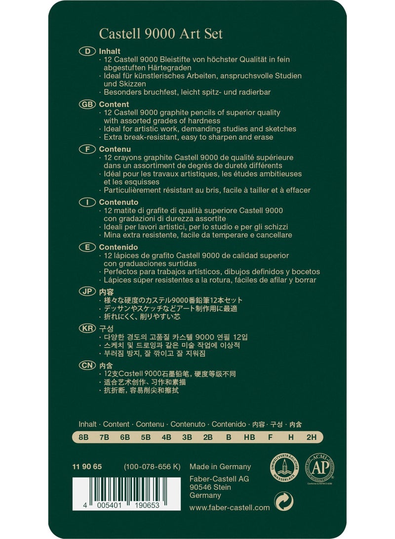 Faber-Castell 9000 Graphite Pencils - Set of 12 in Metal Box - Image 4