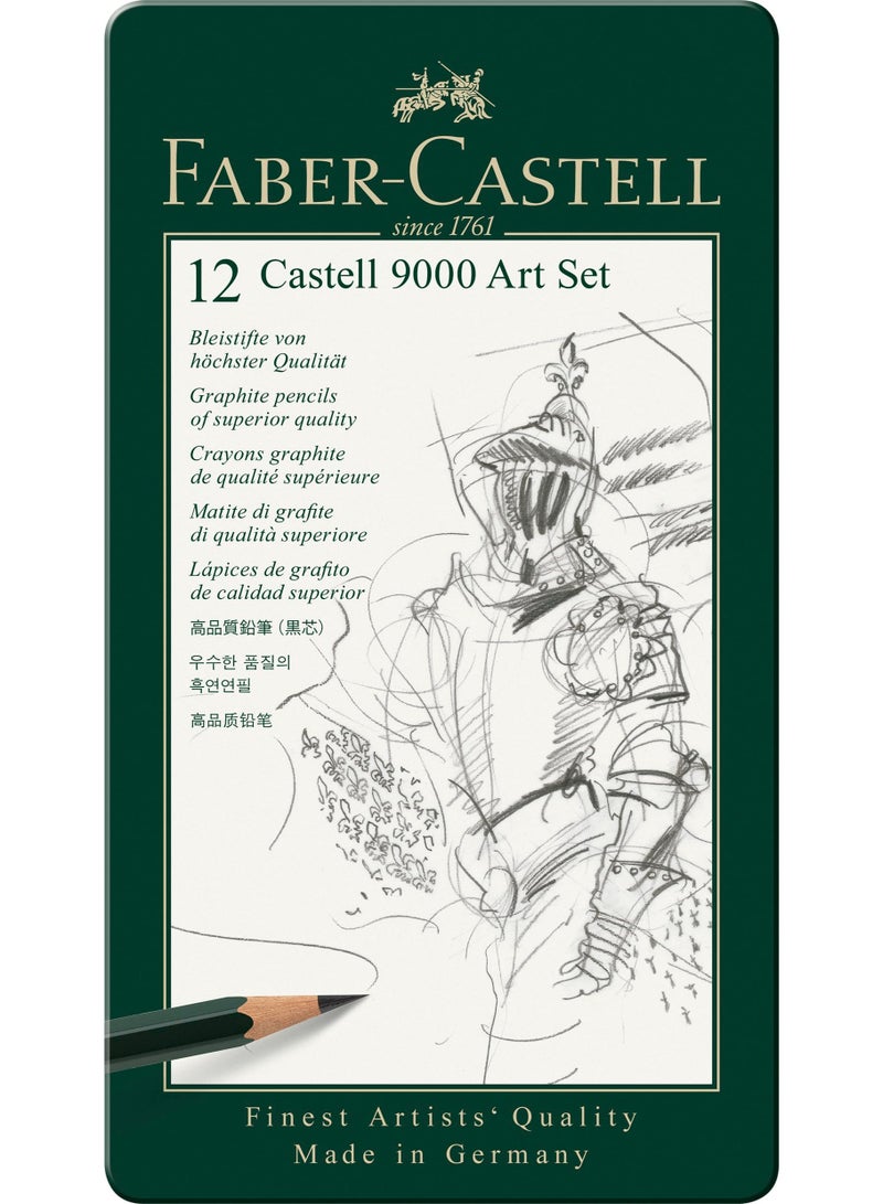 Faber-Castell 9000 Graphite Pencils - Set of 12 in Metal Box - Image 1