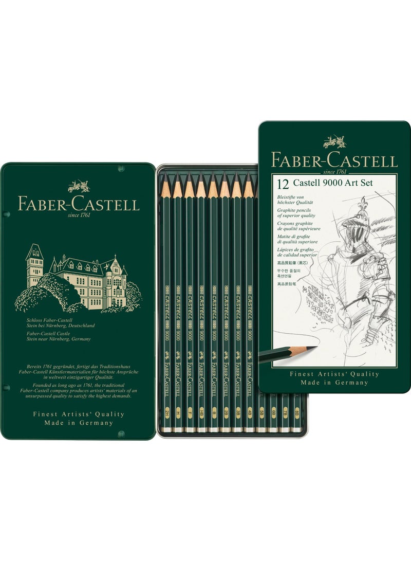 Faber-Castell 9000 Graphite Pencils - Set of 12 in Metal Box - Image 3