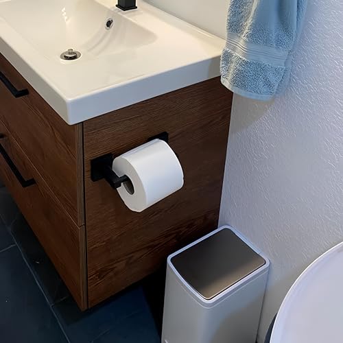 BTHRMHW Matte Black Toilet Paper Holder Wall Mount, Bathroom Toilet Paper Holder for SUS 304 Stainless Steel, Double Post Pivoting Square Toilet Paper Roll Holder for Bathroom RV Paper Towels for TP - Image 5