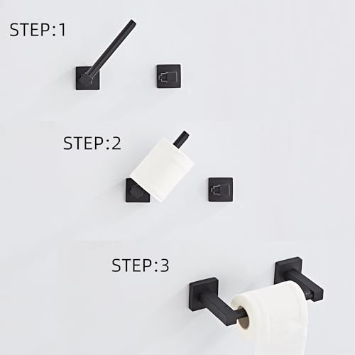 BTHRMHW Matte Black Toilet Paper Holder Wall Mount, Bathroom Toilet Paper Holder for SUS 304 Stainless Steel, Double Post Pivoting Square Toilet Paper Roll Holder for Bathroom RV Paper Towels for TP - Image 3