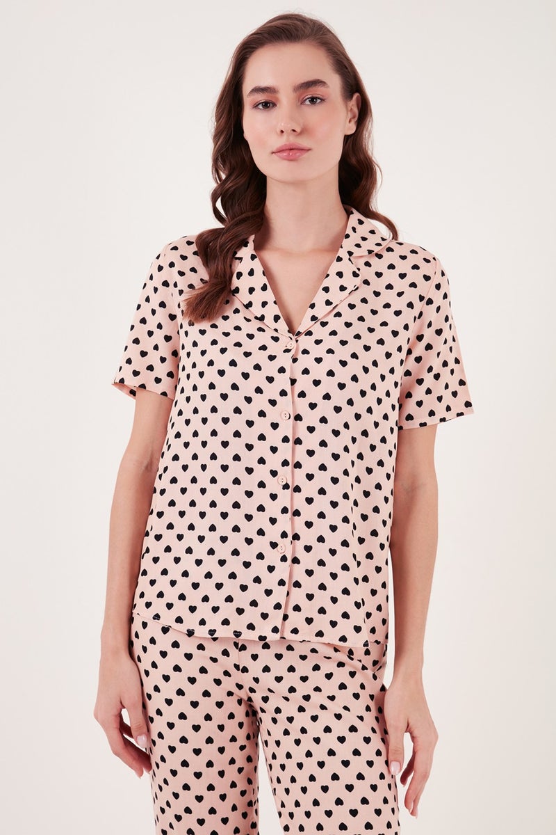 Lela Comfortable Cut Wide Leg Mono Collar Short Sleeve Pajama Set Women's Pajama Set 6110290  - Image 5