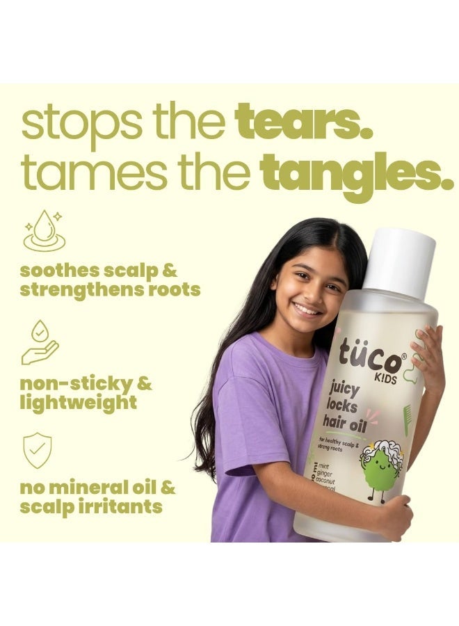 Tuco Kids Hair Oil with Extra Virgin Coconut, Mint, Ginger and Wintergreen For Itchy Scalp and Rough Hair for Kids Ages 2-5, 5-10, 10-15 | 100ml - Image 3