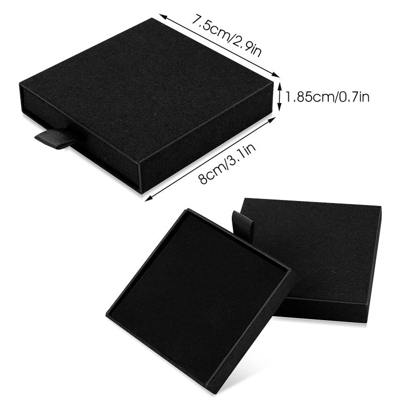 Yolev 2 Pack Jewelry Gift Boxes Cardboard Jewelry Boxes, 2.9x3.1x0.7Inch Small Gift Boxes for Bracelets Earrings Necklaces Jewelry Gift (Black) - Image 2