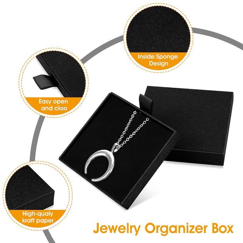 Yolev 2 Pack Jewelry Gift Boxes Cardboard Jewelry Boxes, 2.9x3.1x0.7Inch Small Gift Boxes for Bracelets Earrings Necklaces Jewelry Gift (Black) - Image 4