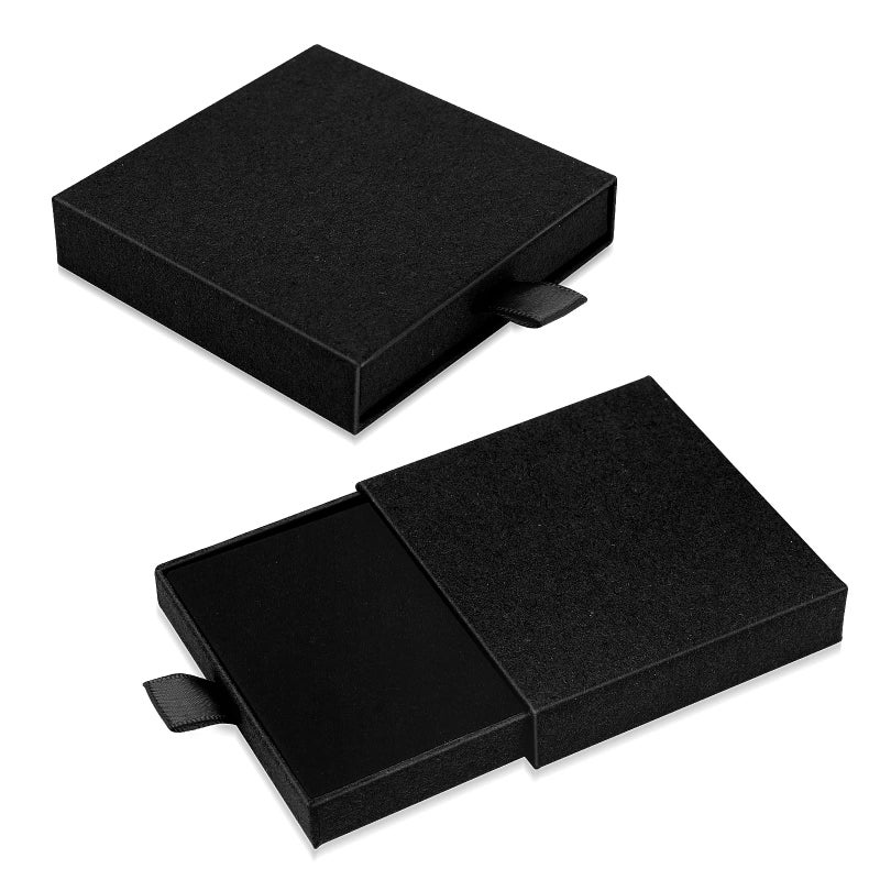 Yolev 2 Pack Jewelry Gift Boxes Cardboard Jewelry Boxes, 2.9x3.1x0.7Inch Small Gift Boxes for Bracelets Earrings Necklaces Jewelry Gift (Black) - Image 1