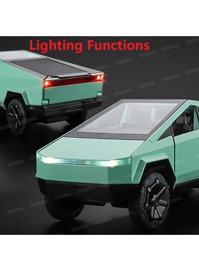 VikriDA 1/32 Pickup Trailer RV Model Kit, Off-Road Vehicle Alloy,Car Model Diecast Metal Toy,Truck Model Simulation Sound Light,Gifts for boy Girl (Green) - Image 3