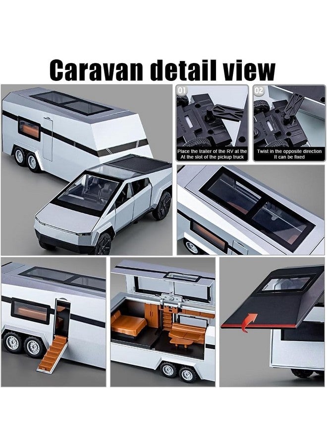 VikriDA 1/32 Pickup Trailer RV Model Kit, Off-Road Vehicle Alloy,Car Model Diecast Metal Toy,Truck Model Simulation Sound Light,Gifts for boy Girl (Green) - Image 5