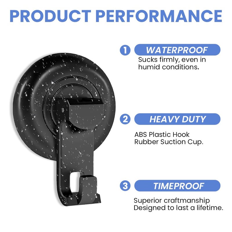 HASTHIP® 4Pcs Wall Hooks Strong Vacuum Suction Cup Wall Hooks for Glass,Tile,Removable for Bathroom Kitchen Press Down Suction Cup - Image 3