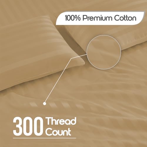 LINENWALAS Cotton 300 TC Fitted Bed Sheet for King Size Bed | Signature 2 CM Sateen Stripe |All-Around Elastic for 4–8 Inch Mattresses | Luxury Hotel-Style Bedding (72 x 78, Dark Grey) - Image 4