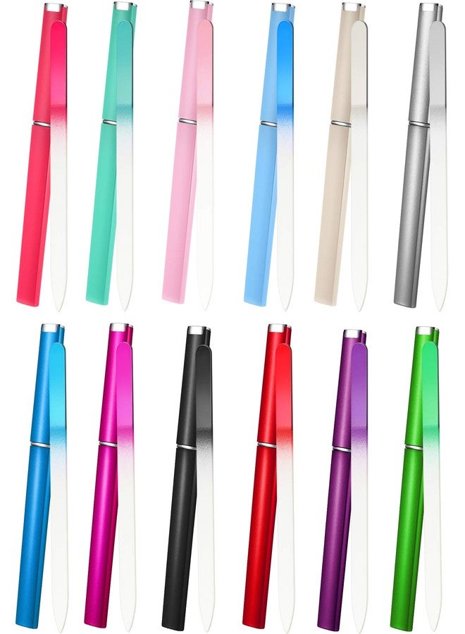 Mudder 12 Pieces Glass Nail Files for Natural Crystal Double Sided Finger Nail Files with Cases for Manicure Women Care(Assorted Color) - Image 1