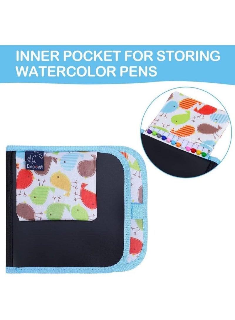 شراء جوي لوحة رسم قابلة للمسح مكونة من 14 صفحة للاولاد والبنات بعمر 3+ سنوات، مع 12 قلم تلوين (طائر أزرق) - Image 4