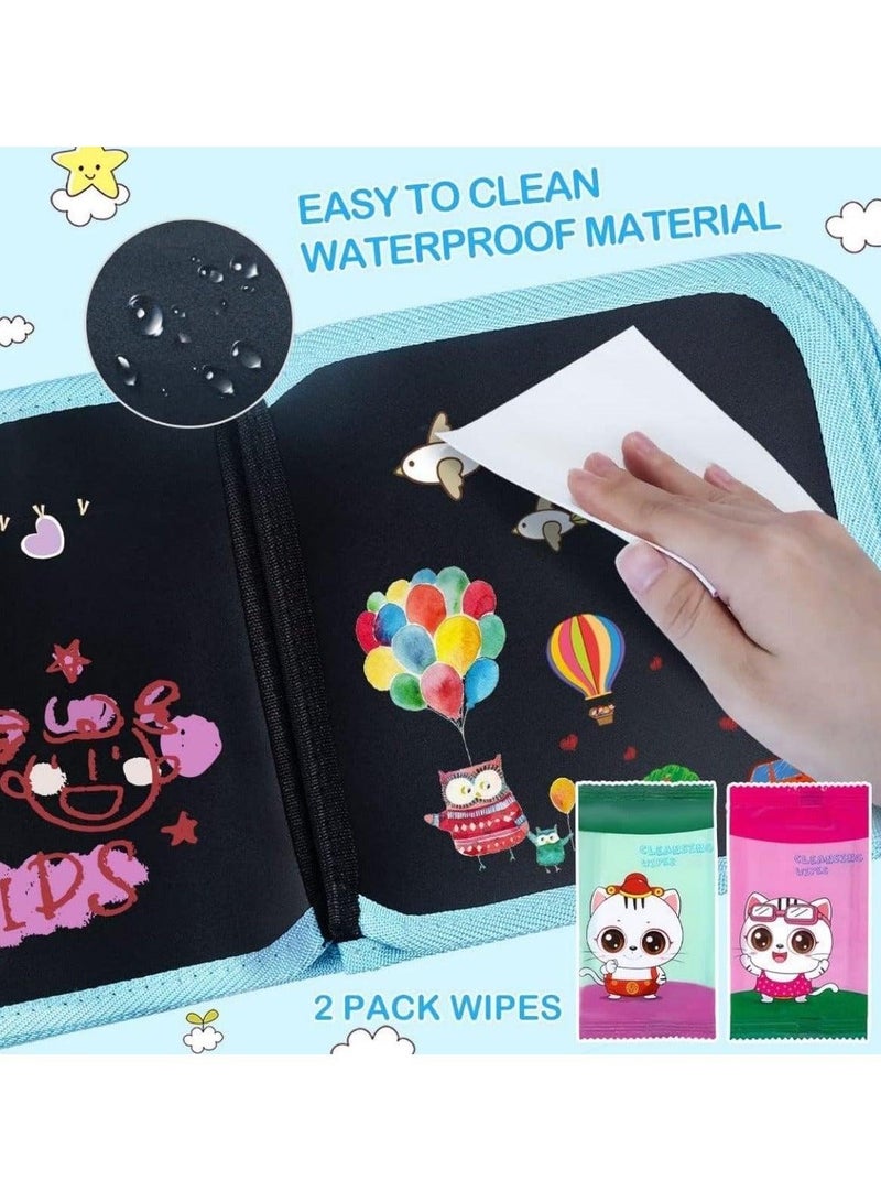 شراء جوي لوحة رسم قابلة للمسح مكونة من 14 صفحة للاولاد والبنات بعمر 3+ سنوات، مع 12 قلم تلوين (طائر أزرق) - Image 3