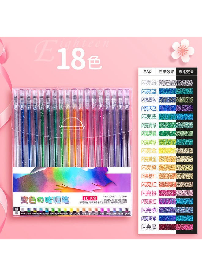 بي سي أقلام جيل متألقة مع وميض واهتزاز - مجموعة أقلام تظليل وكتابة ملونة - 18 لونًا - Image 1